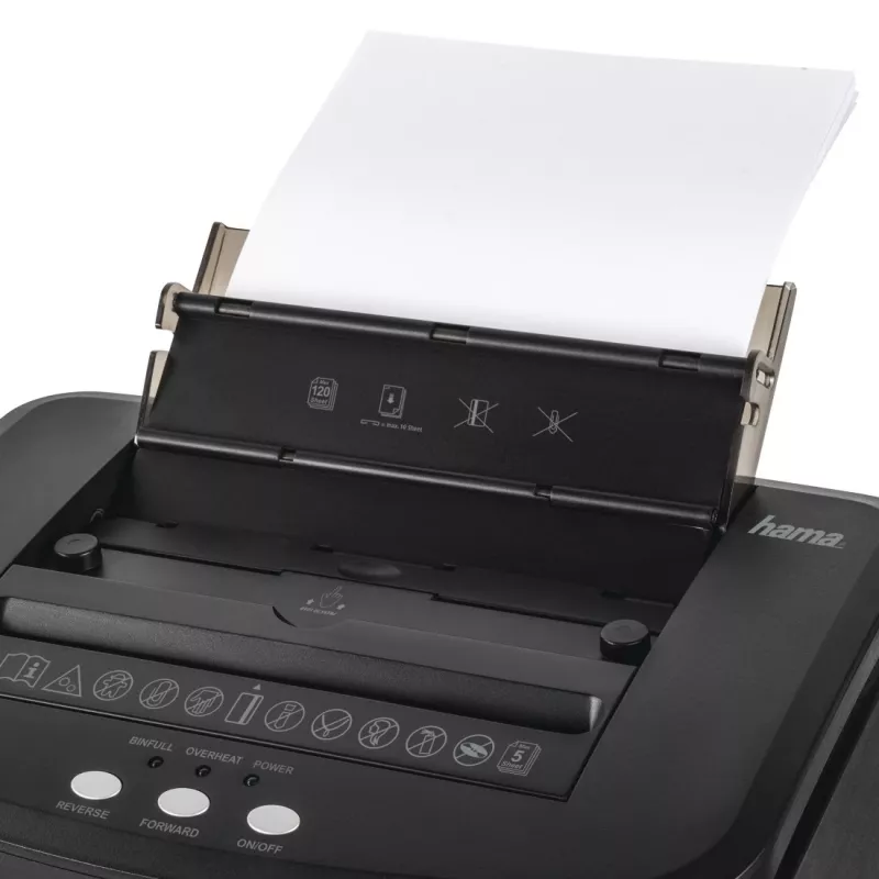 Hama Premium AutoM120 popieriaus smulkintuvas, mikro-pjovimo smulkinimas, 60 dB, 22,5 cm, juodas