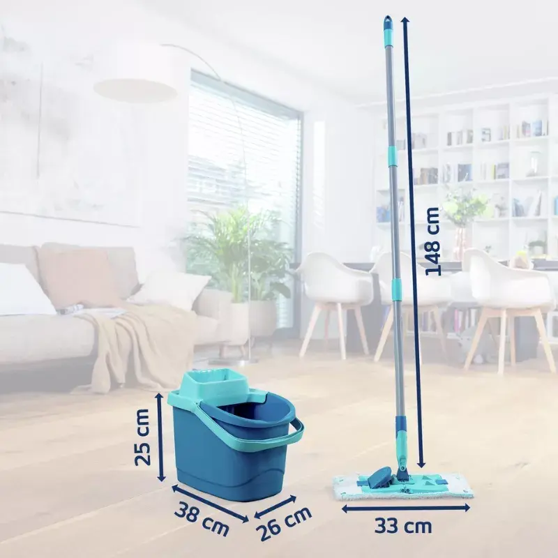 Grindų valymo rinkinys Leifheit PowerClean M 1055510 su mikropluošto šluoste ir reguliuojama rankena