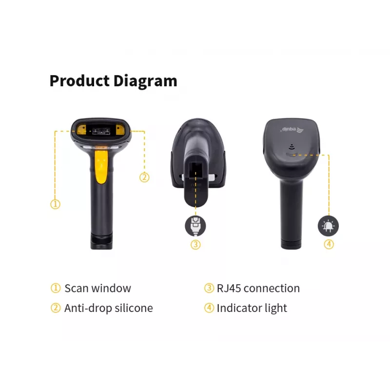 Rankinis brūkšninių kodų skaitytuvas Equip USB 1D su stovu, LED, laidinis, 1,8 m