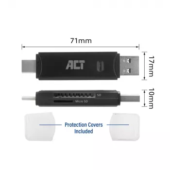 Card Reader ACT USB-C/USB-A 3.0 Juoda