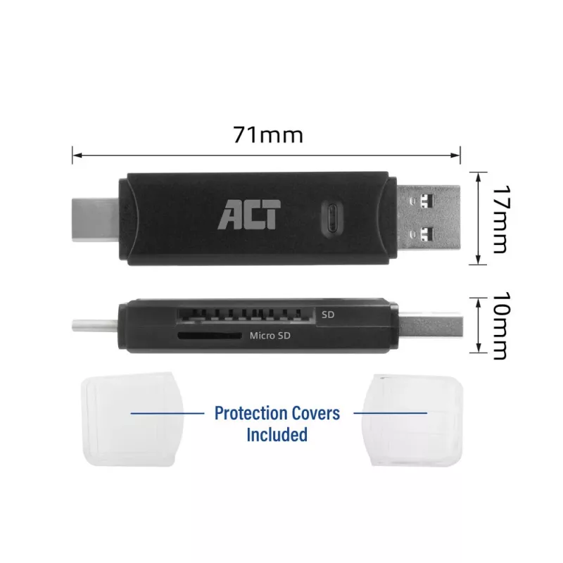 Card Reader ACT USB-C/USB-A 3.0 Juoda