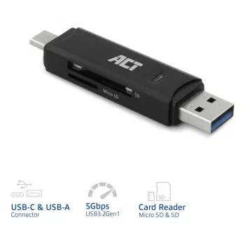 Card Reader ACT USB-C/USB-A 3.0 Juoda