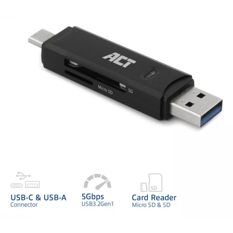 Card Reader ACT USB-C/USB-A 3.0 Juoda