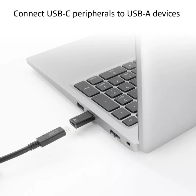 USB-A patinas į USB-C patelę adapteris ACT AC7376 juodas