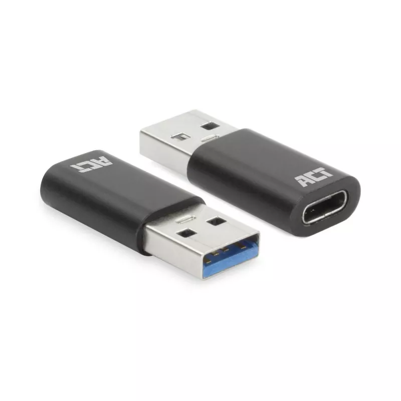 USB-A patinas į USB-C patelę adapteris ACT AC7376 juodas