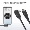 ACT USB 3.0 10Gbps 60W USB Type-C (tiesus) į USB Type-C (kairėn/dešinėn kampuotas) laidas, 0,5 metro
