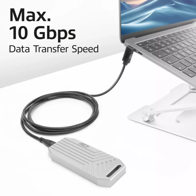 ACT USB 3.0 10Gbps 60W USB Type-C (tiesus) į USB Type-C (aukštyn/žemyn kampuotas) kabelis, 1 metras