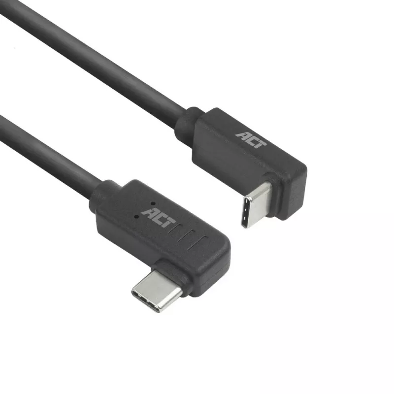 ACT USB 3.0 10Gbps 60W USB Type-C (kairėn/dešinėn kampuotas) į USB Type-C (aukštyn/žemyn kampuotas) laidas, 2 metrai