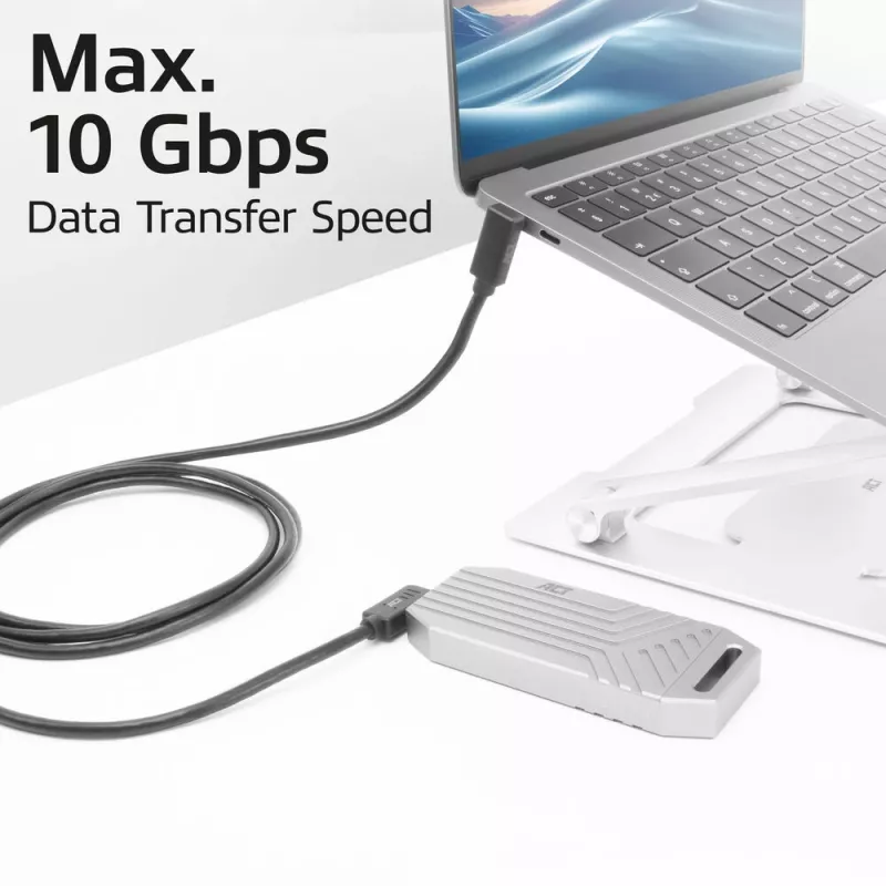 ACT USB 3.0 10Gbps 60W USB Type-C (kairėn/dešinėn kampuotas) į USB Type-C (aukštyn/žemyn kampuotas) laidas, 2 metrai