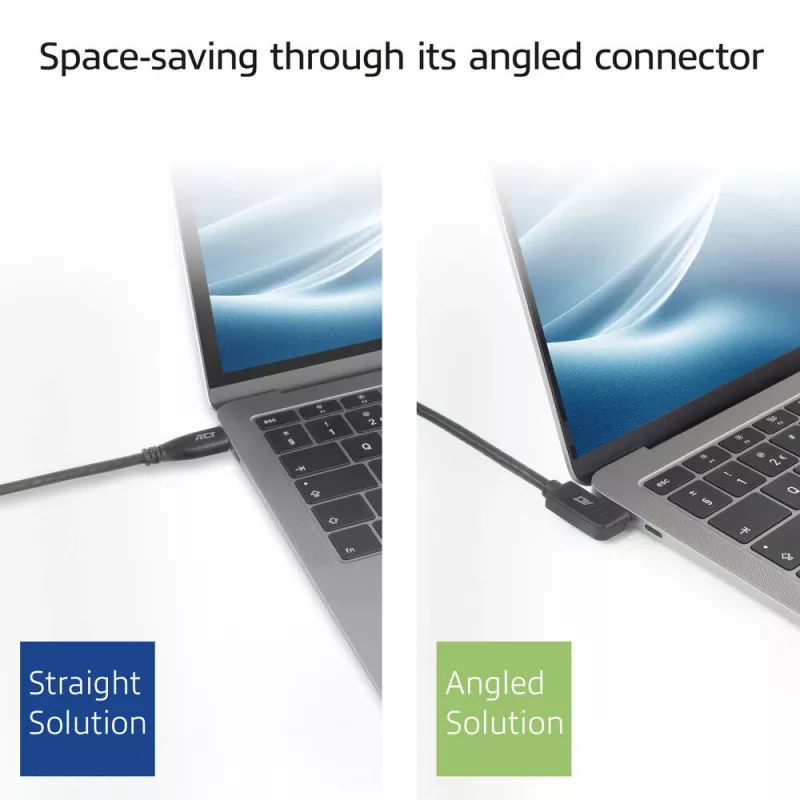 ACT USB 3.0 10 Gbps 60 W USB Type-C (kairė/dešinė kampuota) į USB Type-C (kairė/dešinė kampuota) kabelis, 0,5 metro
