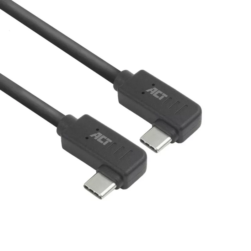 ACT USB 3.0 10Gbps 60W USB Type-C laidas (kairėn/dešinėn lenktas) į USB Type-C (kairėn/dešinėn lenktas), 1 metras