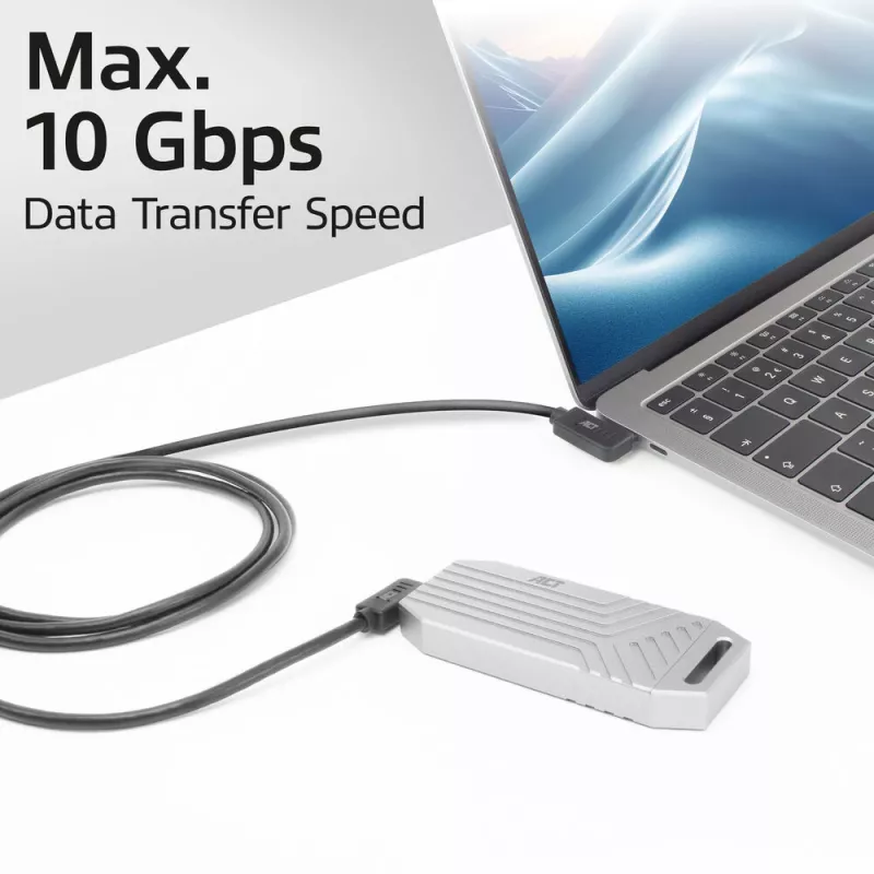 ACT USB 3.0 10Gbps 60W USB Type-C® (kairėn/dešinėn kampuotas) į USB Type-C® (kairėn/dešinėn kampuotas) laidas, 2 metrai