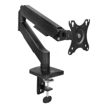 Monitoriaus laikiklis ACT 35 colių ekranams, dujinė spyruoklė, vienas monitorius, spaustuvas/pralaida, iki 9 kg, VESA 75x75–100x100, pakreipimas ±45°, juoda