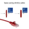ACT raudonas 10 metrų LSZH U/UTP CAT6 duomenų centro plonas pataisymo kabelis su apsaugotais RJ45 jungtimis