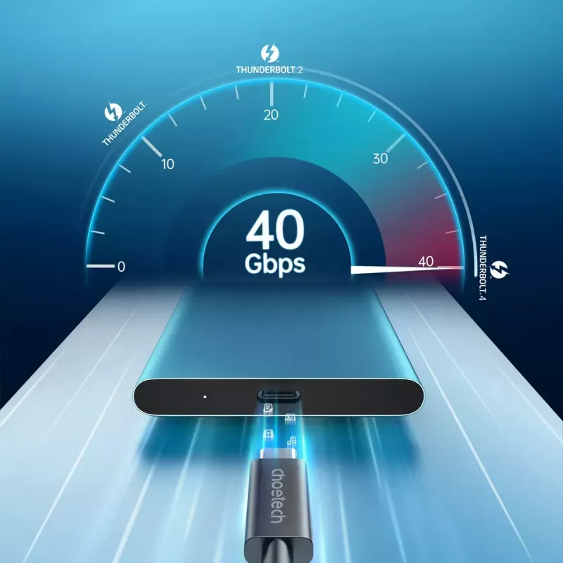 USB-C į USB-C Thunderbolt 4 laidas CHOETECH — 40 Gbps, 100 W įkrovimas