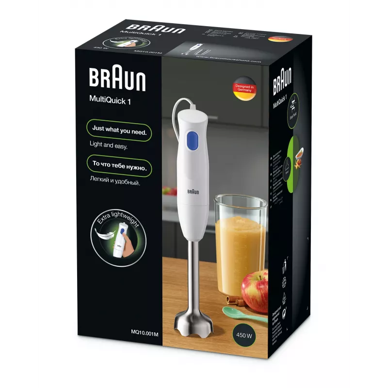 Braun MultiQuick 1 MQ10.001M 0,6 l panardinamasis trintuvas 450 W Mėlyna, Balta
