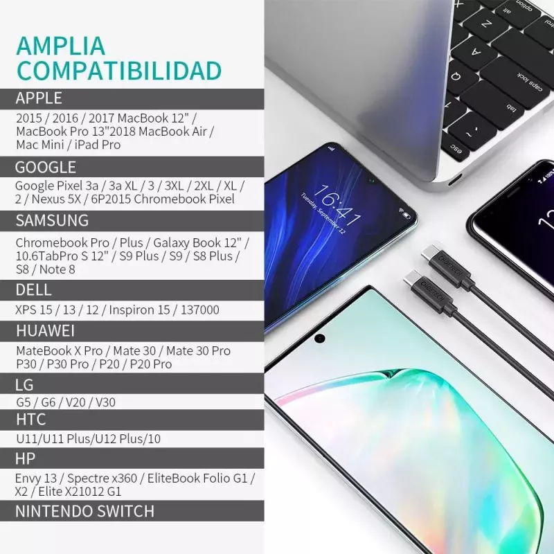 USB laidas Choetech CC0002 USB 2.0 1 m USB C juodas