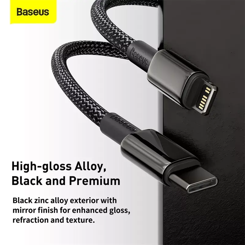 Laidas Baseus Tungsten Gold 2 m juodas Lightning USB C