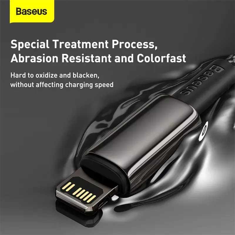 Laidas Baseus Tungsten Gold 2 m juodas Lightning USB C