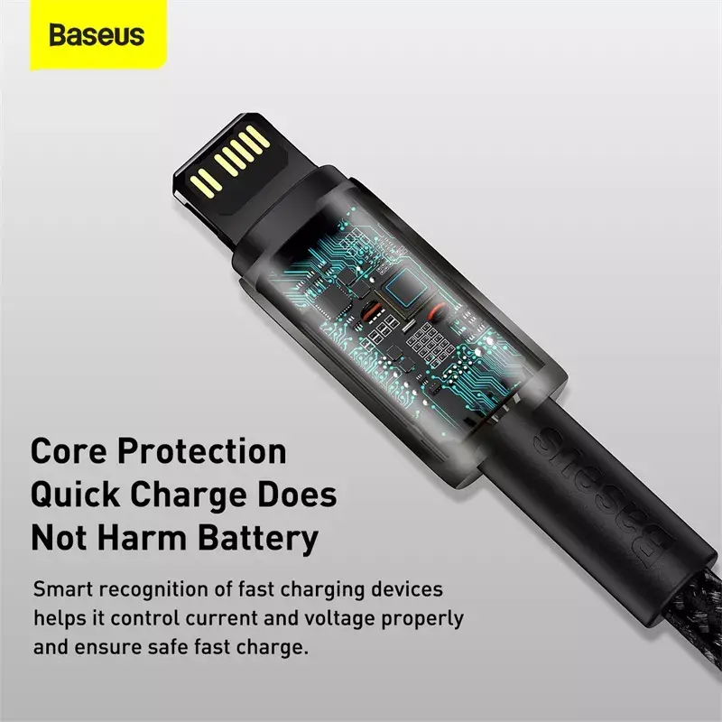 Laidas Baseus Tungsten Gold 2 m juodas Lightning USB C
