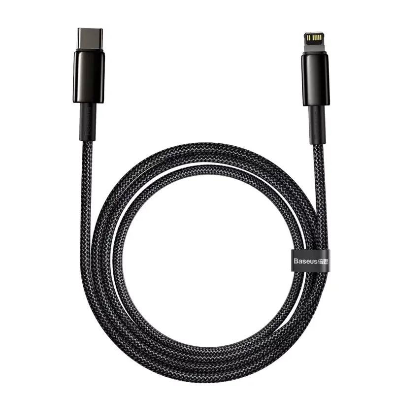 Laidas Baseus Tungsten Gold 2 m juodas Lightning USB C