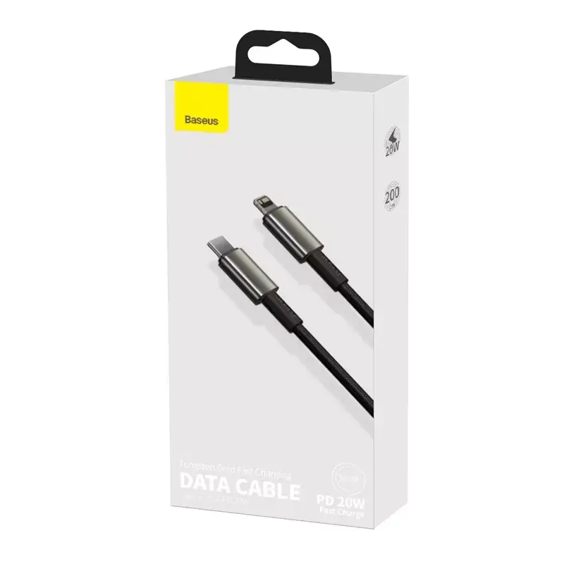 Laidas Baseus Tungsten Gold 2 m juodas Lightning USB C