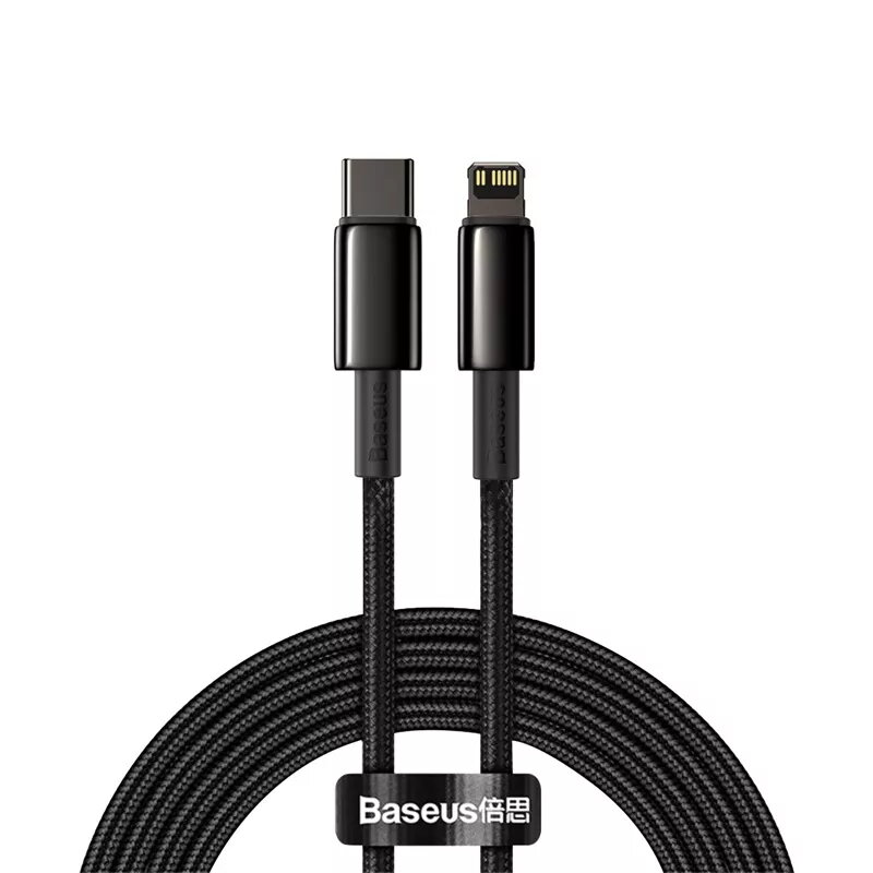 Laidas Baseus Tungsten Gold 2 m juodas Lightning USB C