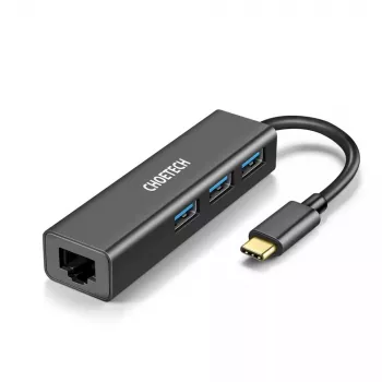USB Type-C į RJ-45 Ethernet adapteris su 3x USB Type-A CHOETECH HUB-U02BK