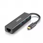 USB Type-C į RJ-45 Ethernet adapteris su 3x USB Type-A CHOETECH HUB-U02BK