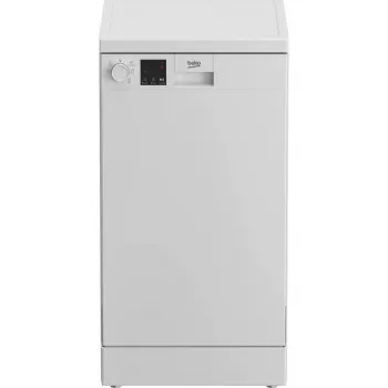 Laisvai pastatoma siauroji indaplovė BEKO DVS05024W — 10 vietų, 45 cm, 49 dB, E klasė
