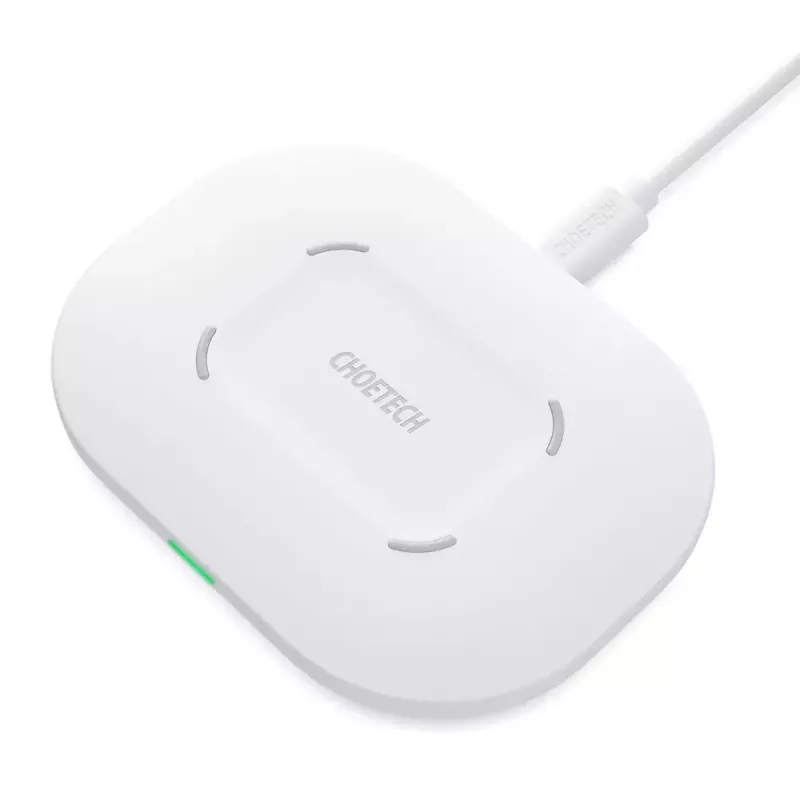 Belaidžio įkrovimo kilimėlis CHOETECH T550-F-v2 15W baltas — Qi suderinamas 15W greitas belaidis įkroviklis