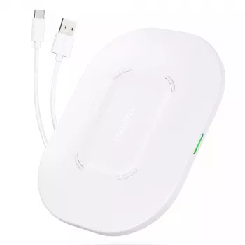 Belaidžio įkrovimo kilimėlis CHOETECH T550-F-v2 15W baltas — Qi suderinamas 15W greitas belaidis įkroviklis