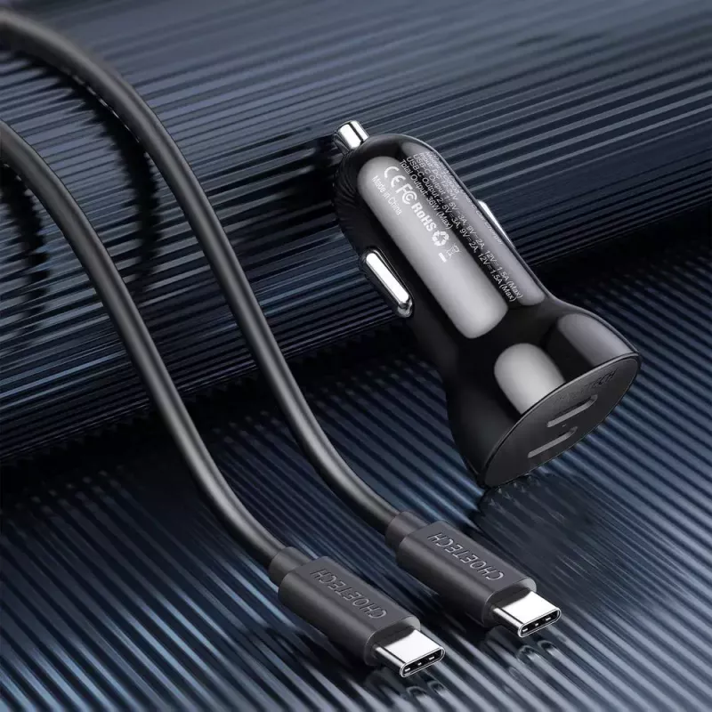 Vidinis įkroviklis Choetech TC0008 juodas Cigar Lighter greitas įkrovimas