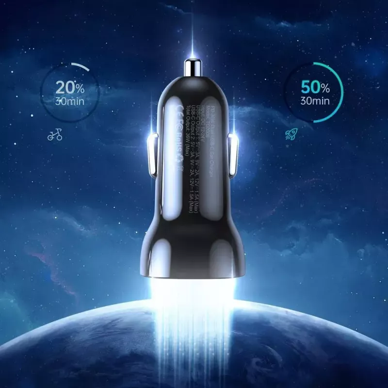 Vidinis įkroviklis Choetech TC0008 juodas Cigar Lighter greitas įkrovimas