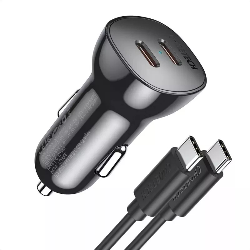 Vidinis įkroviklis Choetech TC0008 juodas Cigar Lighter greitas įkrovimas