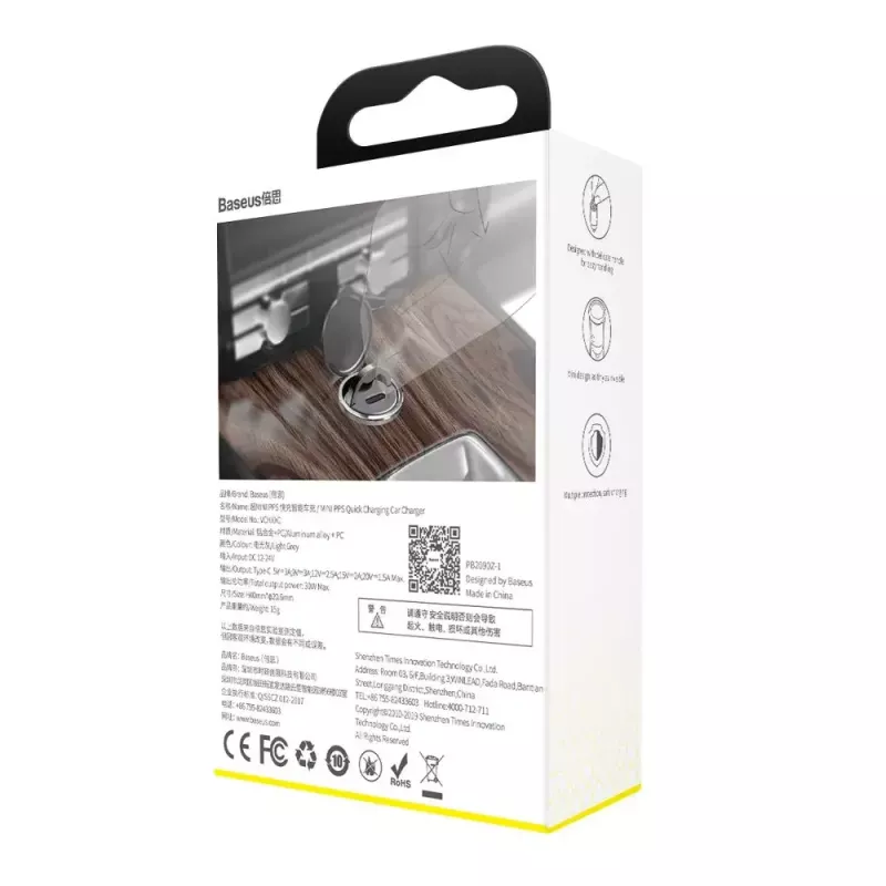 Sieninis įkroviklis Baseus VCHX-B0G 30W su QC4.0 ir PD3.0 palaikymu