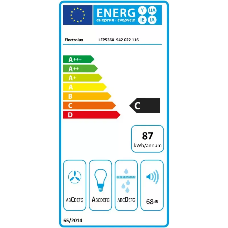 Electrolux LFP536X Pusiau įmontuojamas (ištraukiamas) Pilka, Nerūdijantis plienas 600 m³/h