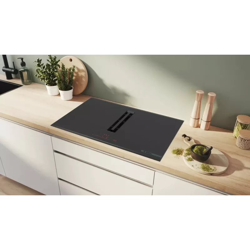 Bosch Serie 6 PVQ895H26E kaitlentė juoda įmontuojama 80 cm zoninė indukcinė kaitlentė 4 zonos (-ų) įmontuotas gartraukis