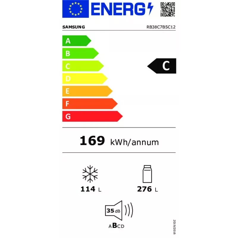 Samsung RB38C7B5C12/EF šaldytuvas-šaldiklis laisvai pastatomas baltas