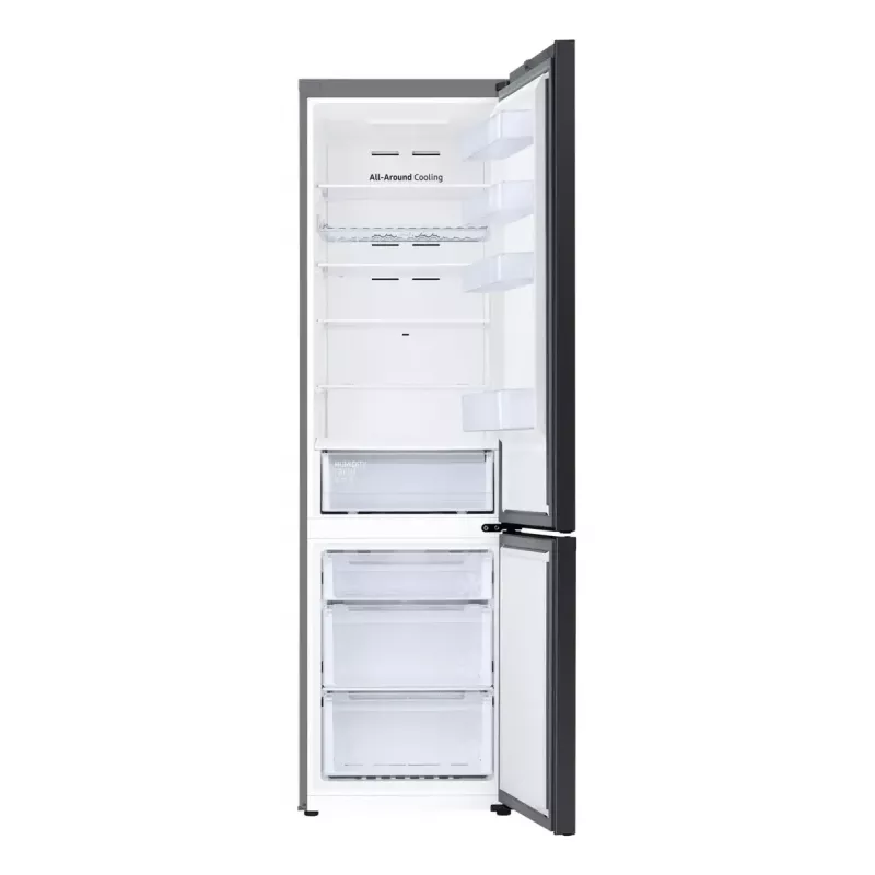 Laisvai stovintis šaldytuvas Samsung RB38C6B2E22 su No Frost, dešininis vyris, 35 dB, energijos klasė E, 8 kg/24h užšaldymas, 4 lentynos, 2 daržovių stalčiai, juodas