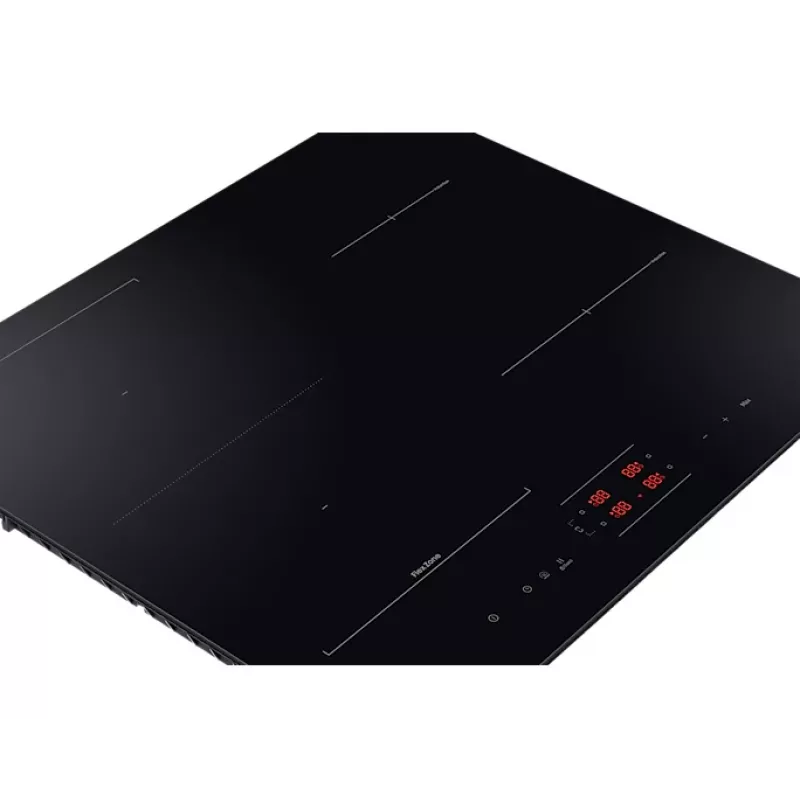 Įmontuojama Samsung NZ8500BM juoda zoninė indukcinė kaitlentė, 4 zonos, liečiamasis valdymas, priekyje esantys valdikliai, 590×520×48 mm