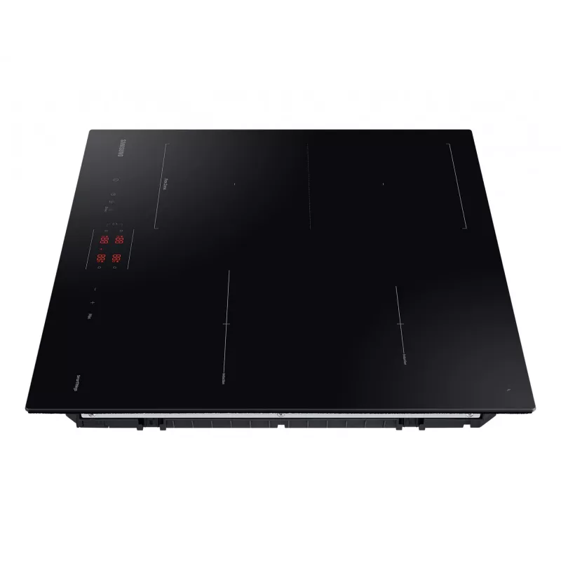 Įmontuojama Samsung NZ8500BM juoda zoninė indukcinė kaitlentė, 4 zonos, liečiamasis valdymas, priekyje esantys valdikliai, 590×520×48 mm