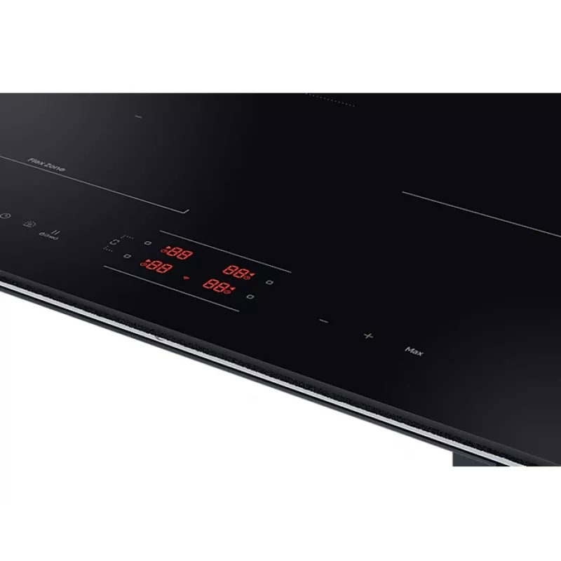 Įmontuojama Samsung NZ8500BM juoda zoninė indukcinė kaitlentė, 4 zonos, liečiamasis valdymas, priekyje esantys valdikliai, 590×520×48 mm