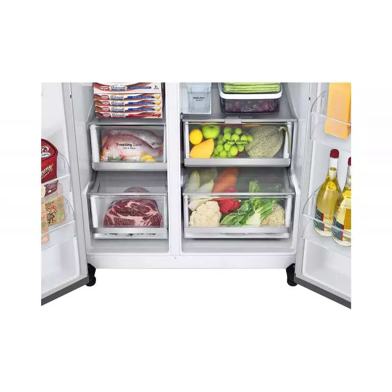 LG InstaView GSXV91PZAE šaldytuvas šoninis Freestanding 635 L juoda, nerūdijantis plienas