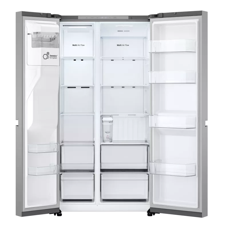 Šaldytuvas su šaldikliu šone LG GSLC41PYPE, 641 l bendras, šaldytuvas 420 l / šaldiklis 221 l, laisvai pastatomas, sidabrinis