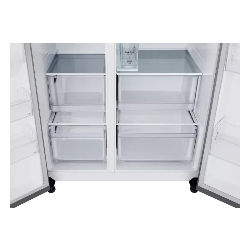 Šaldytuvas su šaldikliu šone LG GSLC41PYPE, 641 l bendras, šaldytuvas 420 l / šaldiklis 221 l, laisvai pastatomas, sidabrinis