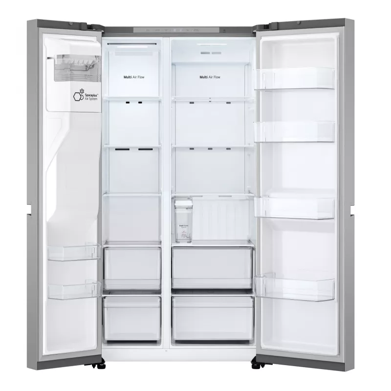 Šaldytuvas su šaldikliu šone LG GSLC41PYPE, 641 l bendras, šaldytuvas 420 l / šaldiklis 221 l, laisvai pastatomas, sidabrinis