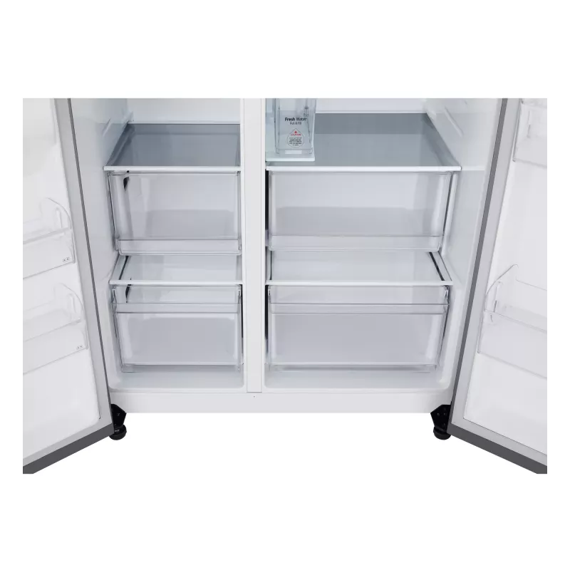 Šaldytuvas su šaldikliu šone LG GSLC41PYPE, 641 l bendras, šaldytuvas 420 l / šaldiklis 221 l, laisvai pastatomas, sidabrinis