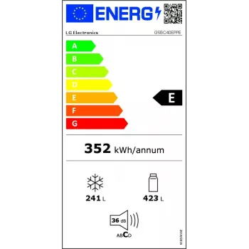 LG GSBC40EPPE šaldytuvas su šoninėmis durelėmis Laisvai pastatomas 664 L E Juoda