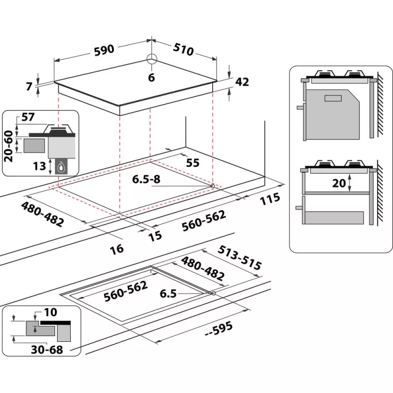 Whirlpool AKTL 629/S Sidabrinė Built-in Gas 4 zone(s)
